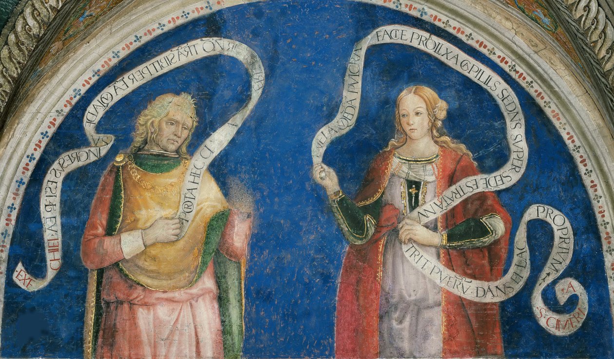 Le prophete Ezechiel et la sibylle cimmerienne - النبي حزقيال والعرافة السيمرية ، بقلم Pinturicchio ، برناردينو ، ورشة عمل (1454-1513). فريسكو بواسطة برناردينو دي بيتو (ورشة عمل) بينتوريتشيو