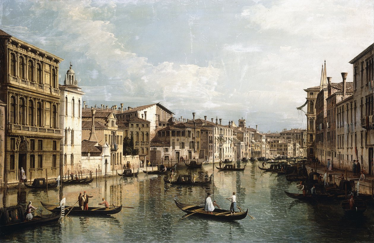 القناة الكبرى ، البندقية ، تطل شرقاً من Palazzo Flangini إلى Palazzo Venramin Calergi ، c.1742 بواسطة برناردو بيلوتو (كاناليتو)