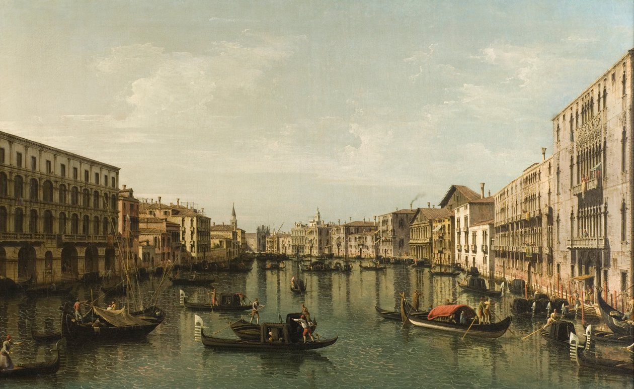 منظر للقناة الكبرى مع Palazzi Foscari و Moro Lin بواسطة برناردو بيلوتو (كاناليتو)