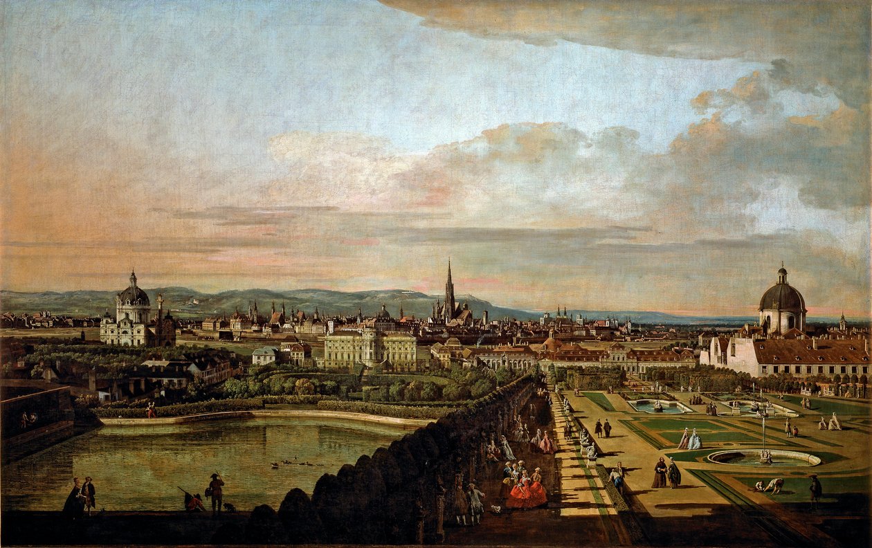 منظر لفيينا من لوحة بلفيدير لبرناردو بيلوتو (1720-1780) 1758-1761 صن. 136x214 سم فيينا ، متحف Kunsthistorisches بواسطة برناردو بيلوتو (كاناليتو)