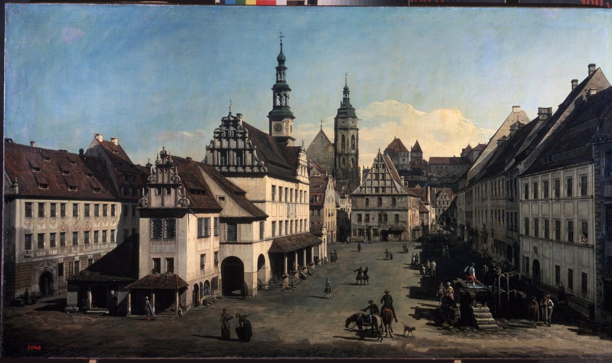 "" سوق بيتر ، ألمانيا "(السوق في بيرنا) لوحة لبرناردو بيلوتو (1720-1780) 1752-1755 موسكو ، متحف بوشكين بواسطة برناردو بيلوتو (كاناليتو)