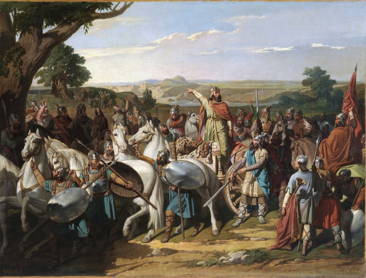 معركة Guadalete par Blanco y Perez برناردو (1828-1876). زيت على قماش ، مقاس 58x78 بواسطة برناردو بلانكو إي بيريز