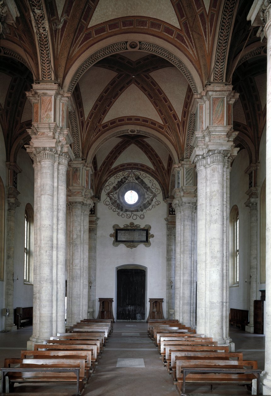 Interior view of the church of Pienza بواسطة برناردو روسيلينو