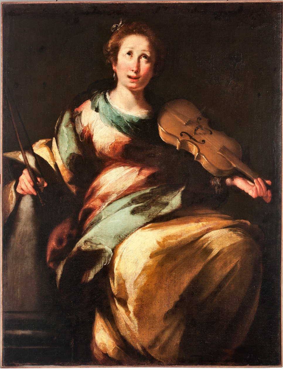 تمثيل القديسة سيسيليا أو "" Allegorie de la Musique "(سانت سيسيليا أو حكاية الموسيقى) لوحة لبرناردو ستروزي (1581-1644) بواسطة برناردو ستروزي