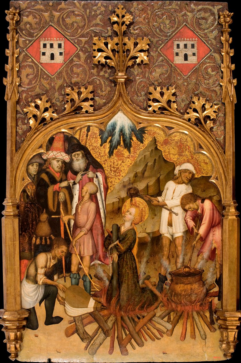 "Le martyre de sainte Lucie" Martorell، Bernat، the Elder (1390-1452) استشهاد القديسة لوسي تمبرا على اللوحة c. 1440 متحف كاتالونيا الوطني للفنون ، برشلونة 117.5x72 بواسطة بيرنات مارتوريلي