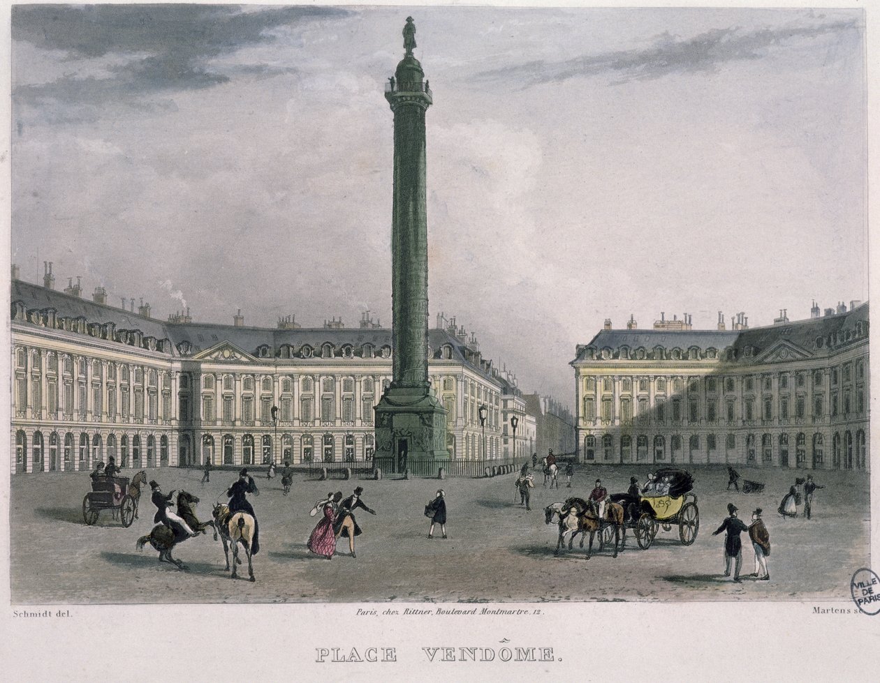 Place Vendome ، 1832 (نقش الألوان) بواسطة برنهارد شميدت