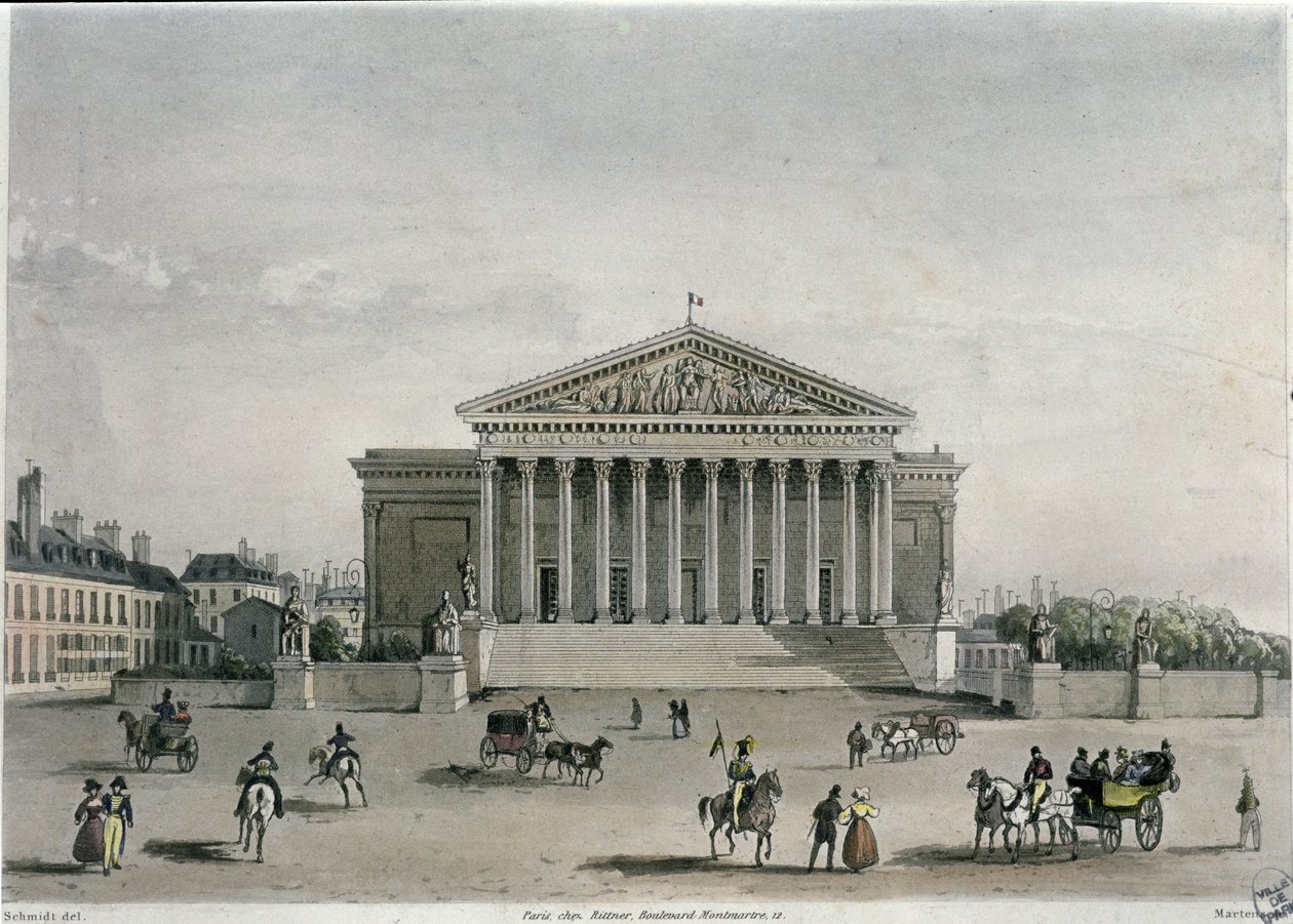 مجلس النواب ، باريس ، 1832 (نقش ملون) بواسطة برنهارد شميدت