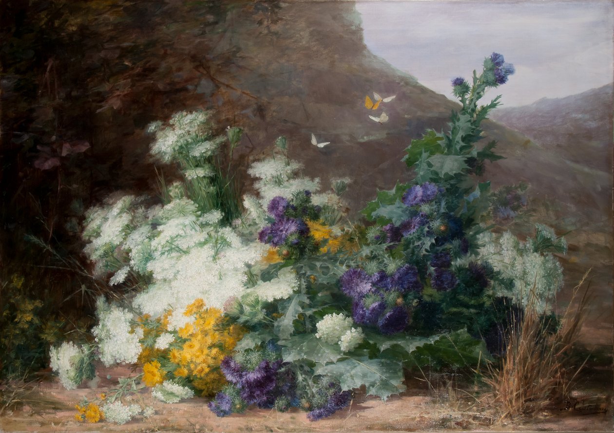 الزهور البرية في المناظر الطبيعية ، ج .1890 بواسطة Berthe Costadau