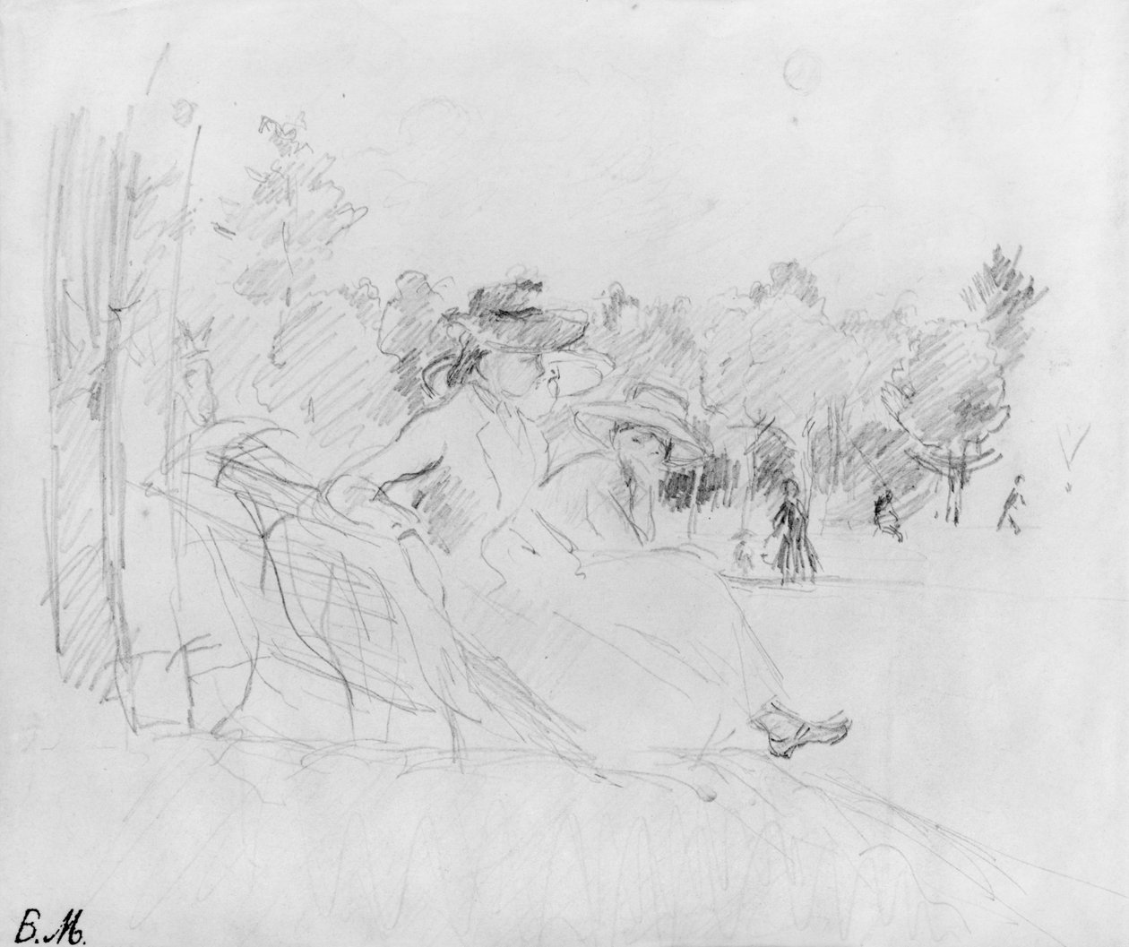 في Bois de Boulogne ، 1888 (رصاص أسود على ورق) بواسطة بيرث موريسوت