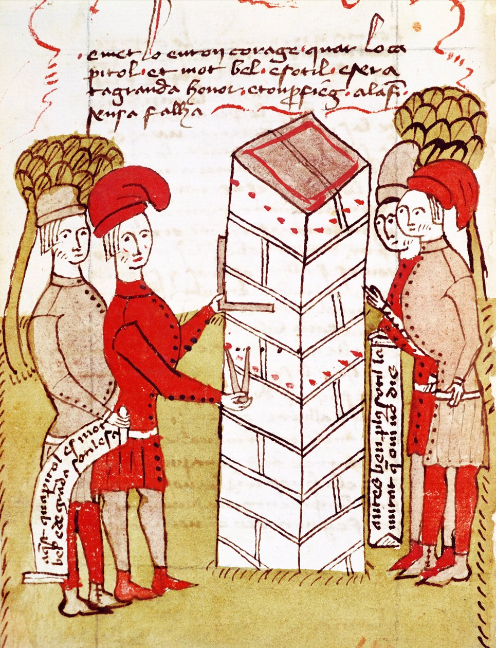 Ms 327 (2) fol.214v الحجارون ، من "Traite d&39;Arpentage" بقلم أرنود دي فيلنوف بواسطة برتراند بويسيت