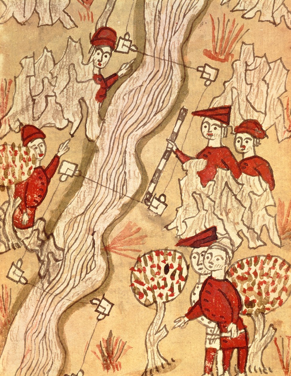 Ms 327 fol.293v مسح نهر من "Traite d&39;Arpentage" بقلم أرنود دي فيلنوف (1240-1312) بواسطة برتراند بويسيت