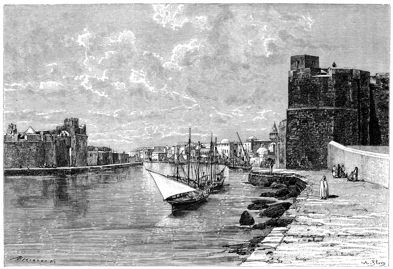 بنزرت ، ينظر إليها من القصبة ، c1890 بواسطة أوغست برتراند