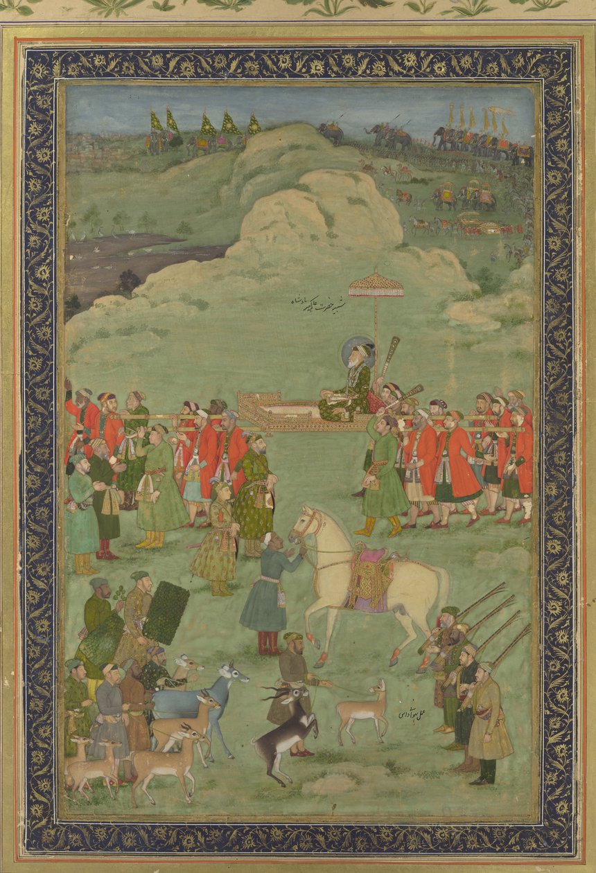 حمل الإمبراطور أورنجزيب على Palanquin ، كاليفورنيا. 1705-20. بواسطة بهافانيداس