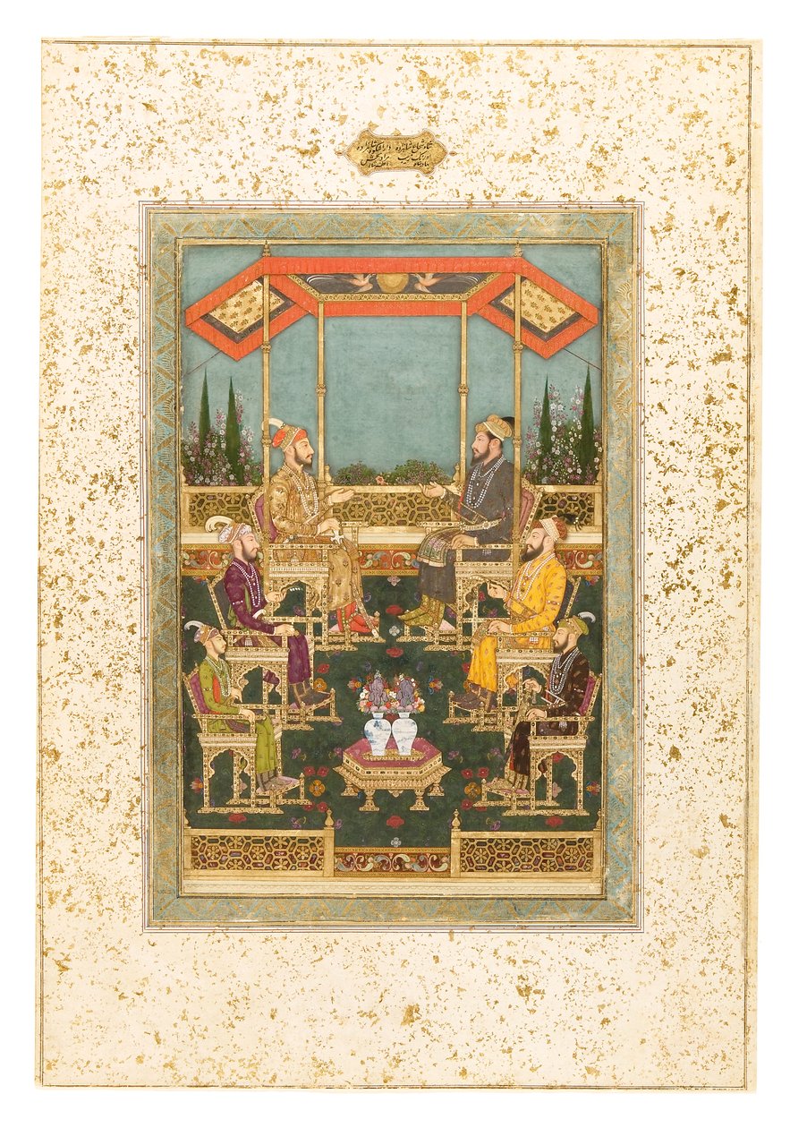 تجمع الأمراء ، ج 1710 (مرحاض غير شفاف وذهب على الورق) بواسطة Bhawani Das