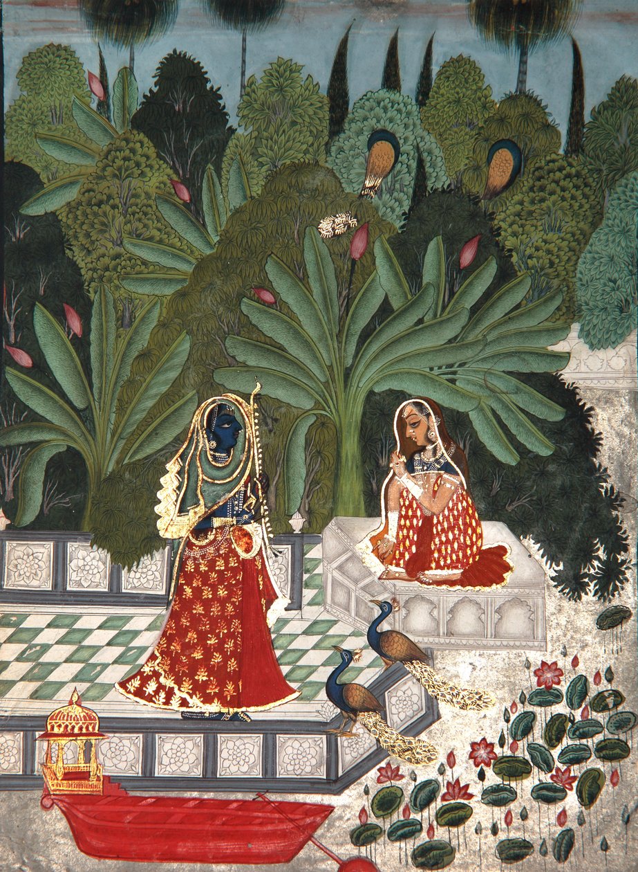 يستخدم كريشنا حيلة للقاء حبيبه ، 1781 (مرحاض غير شفاف على الورق) بواسطة بهويا