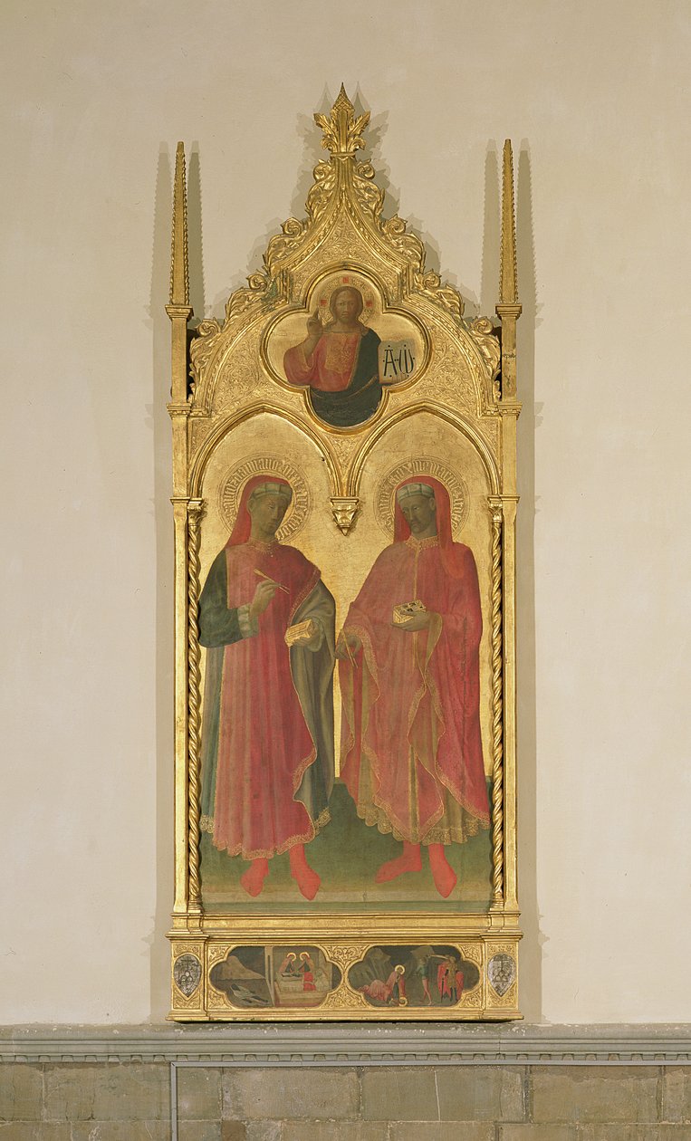 SS. Cosmas and Damian، 1429 (تمبرا وأوراق الذهب على اللوحة) بواسطة Bicci di Lorenzo