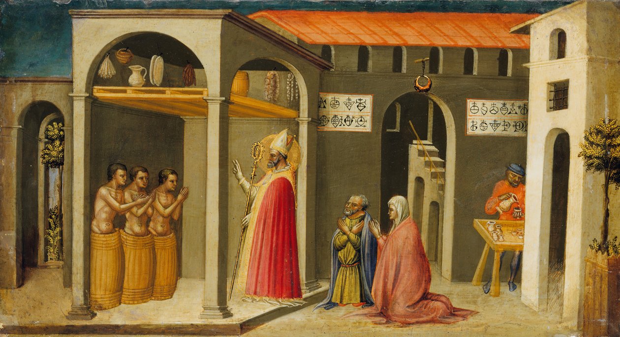 القديس نيقولاوس إنعاش ثلاثة شبان ، 1433-1435. بواسطة Bicci di Lorenzo