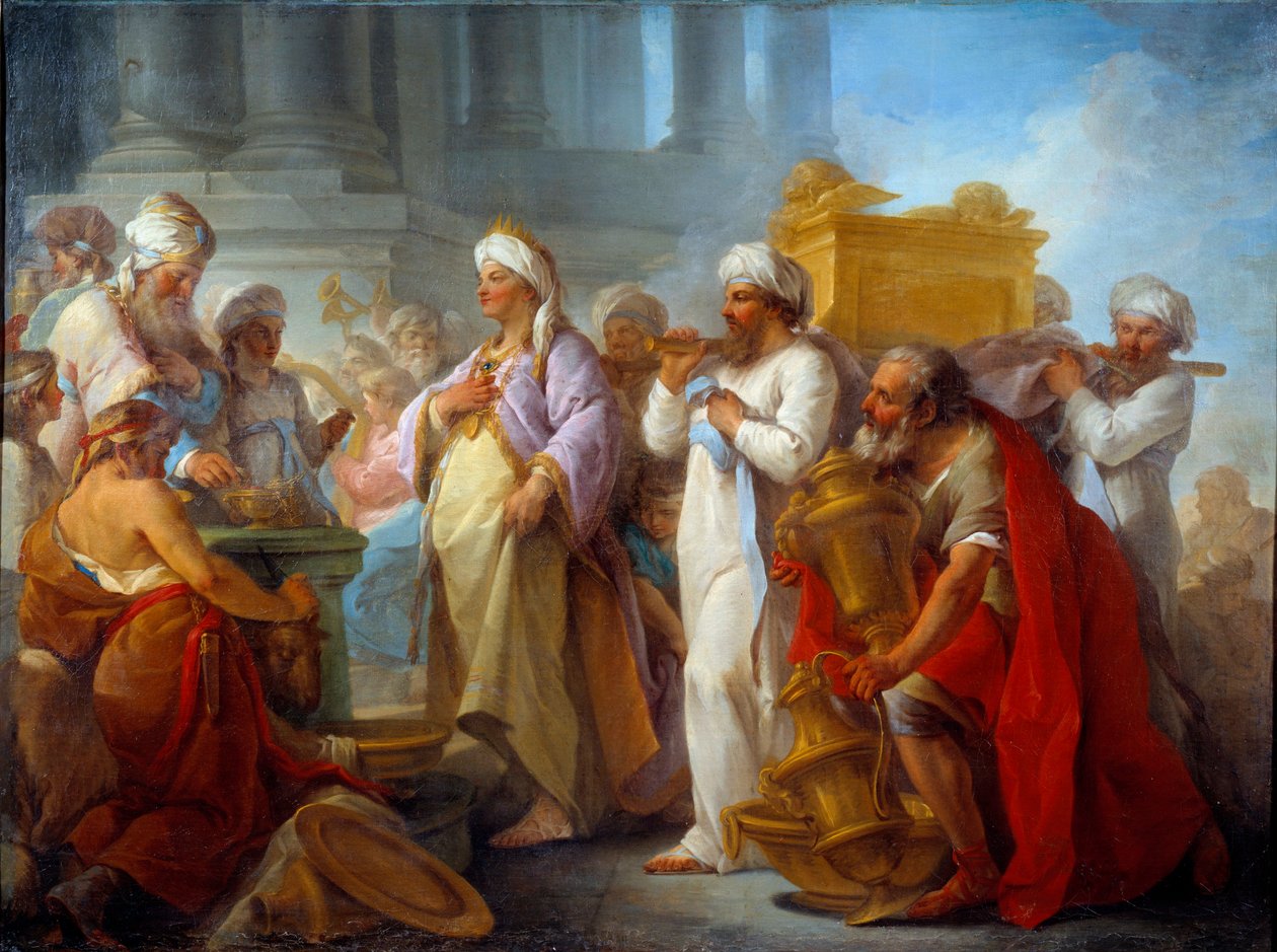 Solomon in front of the Ark of Alliance Painting by Blaise Nicolas Le Sueur (1716-1783) 1747 Sun. 0,96x1,27 m Caen, Musee des Beaux Arts بواسطة بليز نيكولا لو سوير