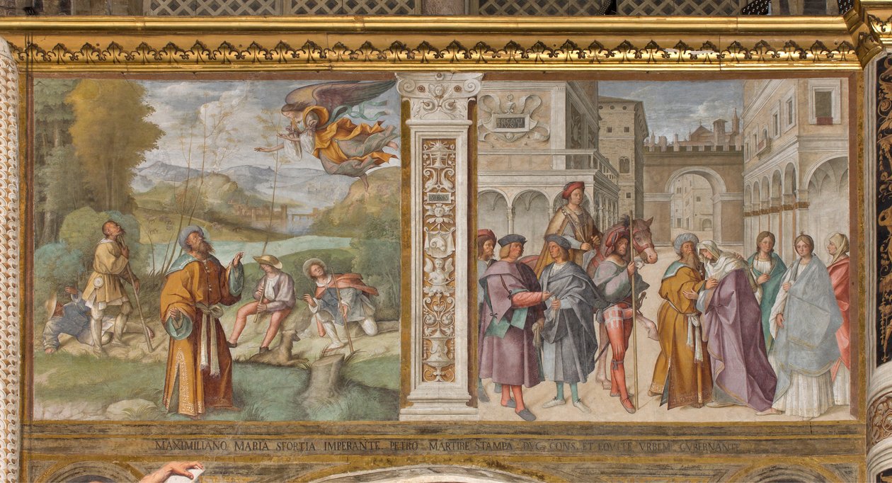 صحن مركزي ، أول شمال سبان ، إعلان ليواكيم ، لقاء القديس يواكيم وسانت آن عند البوابة الذهبية ، بوكاتشيو بوكاتشينو 1514-15 بواسطة بوكاتشيو بوكاتشينو