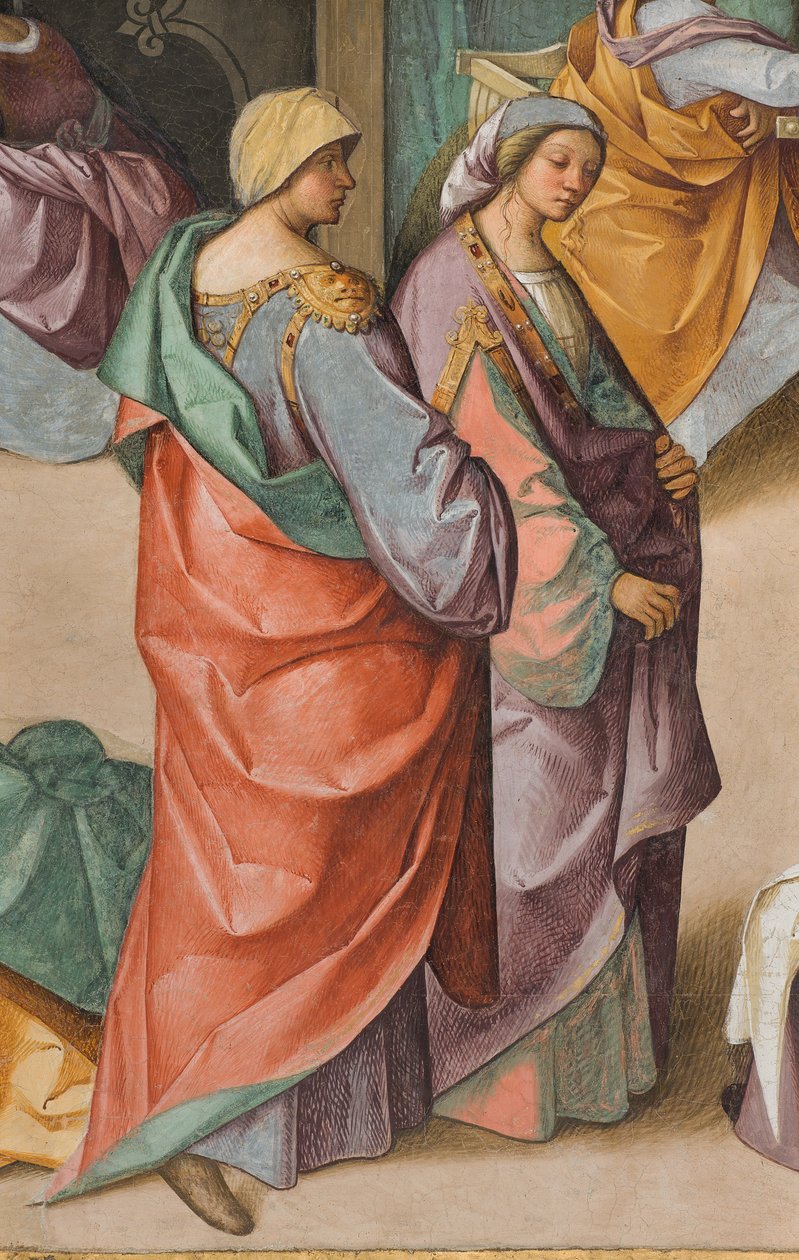 صحن مركزي ، الامتداد الشمالي الثاني ، ولادة العذراء ، بوكاتشيو بوكاتشينو 1514-15 ، التفاصيل بواسطة بوكاتشيو بوكاتشينو
