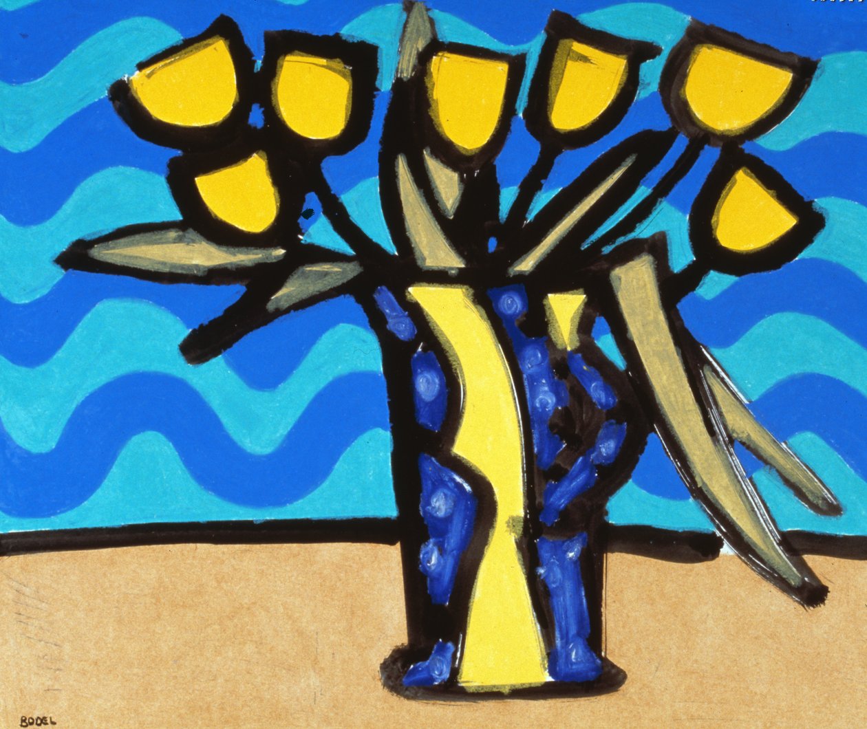 Yellow Tulips ، 1996 (زيت ، باستيل وحبر هندي على ورق) بواسطة Bodel Rikys
