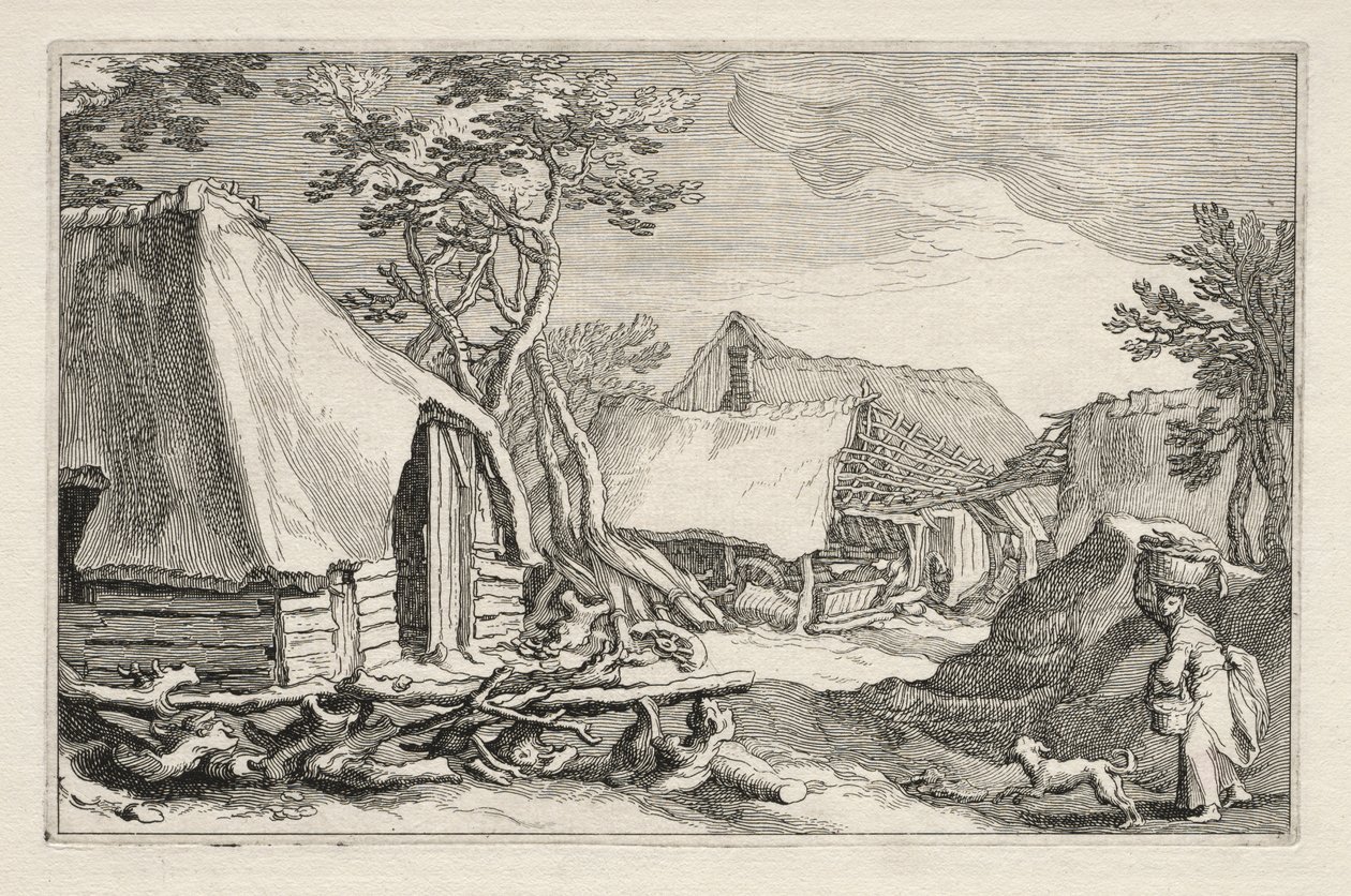 المناظر الطبيعية مع بيوت المزارع بواسطة Boetius Adams Bolswert