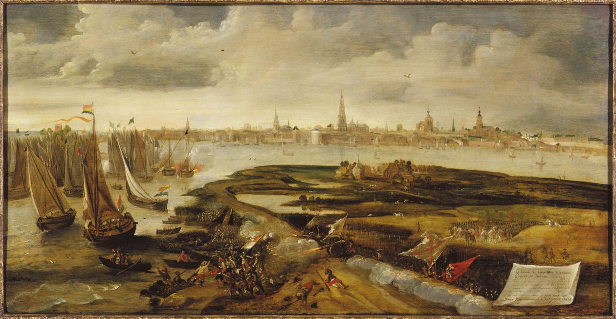 صد Íñigo de Borja قوة هولندية حاولت الهبوط بالقرب من أنتويرب ، 17 مايو 1605 ، ج. 1640. بواسطة بونافنتورا بيترز الأكبر