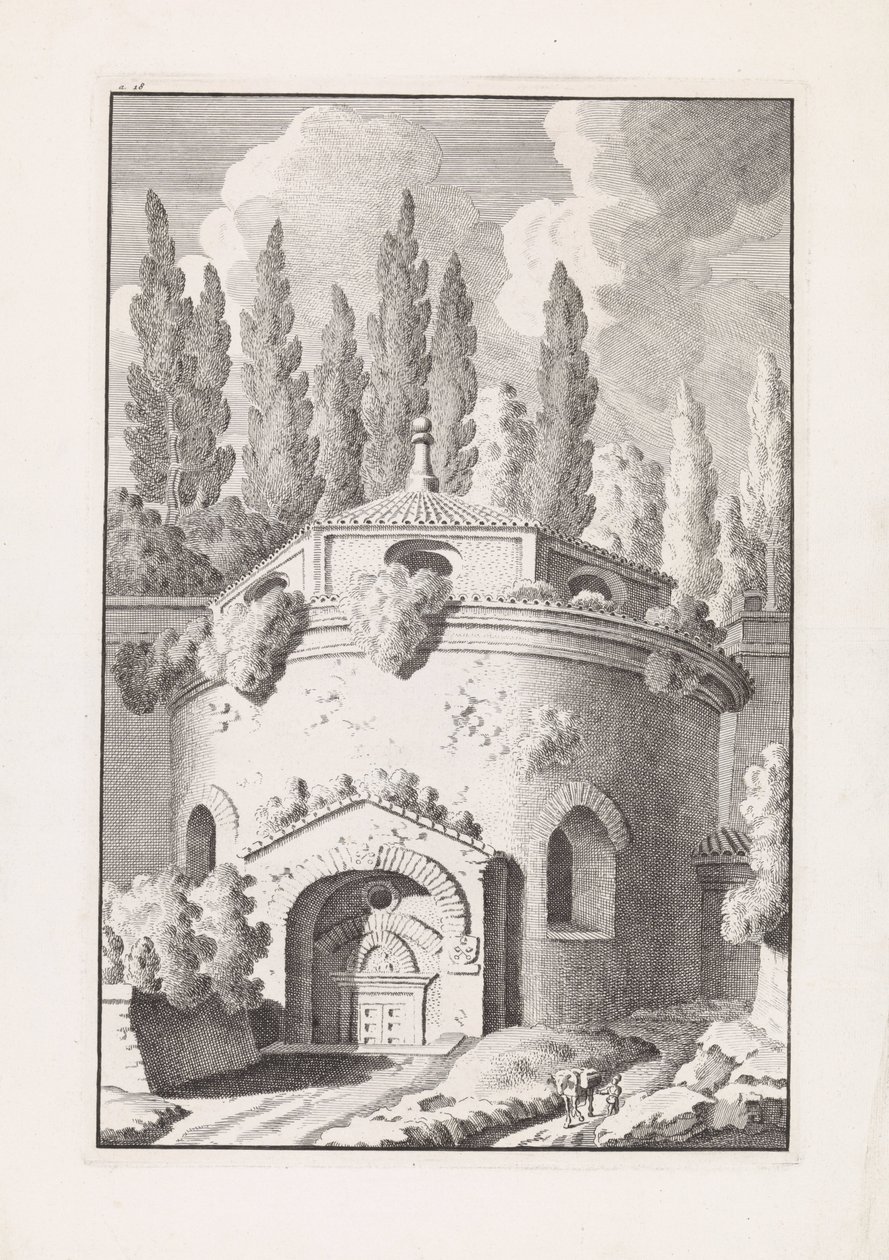 Ruïne van een Romeinse ronde tempel اثار مدينة روما القديمة (عنوان السلسلة) بواسطة بونافنتورا فان أوفربيك