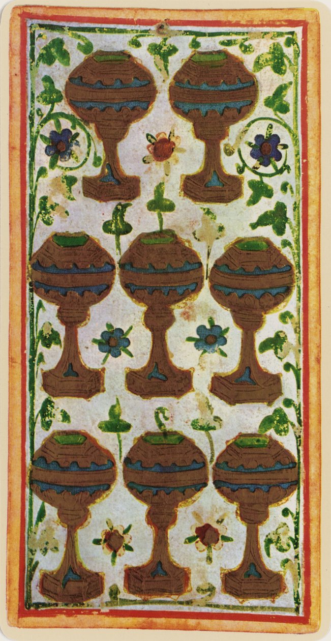 ثمانية أكواب ، فاكس لبطاقة التارو من سطح "فيسكونتي" ، 1441-1447 بواسطة بونيفاسيو بيمبو