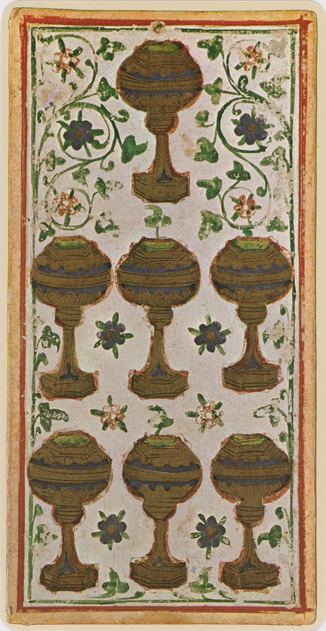 The Seven of Cups ، فاكس من بطاقة التارو من مجموعة "فيسكونتي" ، 1441-1447 بواسطة بونيفاسيو بيمبو