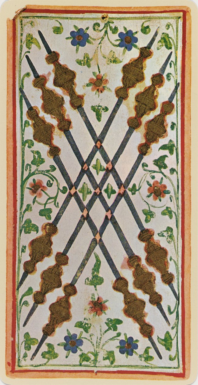 The Six of Wands ، فاكس لبطاقة التارو من سطح "Visconti" ، 1441-1447 بواسطة بونيفاسيو بيمبو