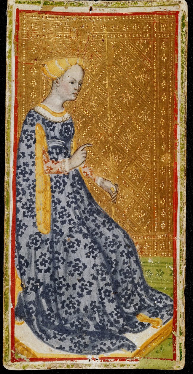 ملكة الصولجانات. بطاقة التارو ، 1441-1444. بواسطة بونيفاسيو بيمبو