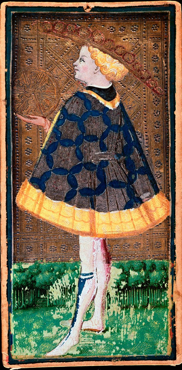 بطاقة الخادم الشخصي. خريطة لعبة التارو التي رسمها بونيفاسيو بيمبو (1420-1482) لفيليبو ماريا فيسكونتي ، حوالي عام 1440. بيرغامو. معرض أكاديمية كارارا بواسطة بونيفاسيو بيمبو