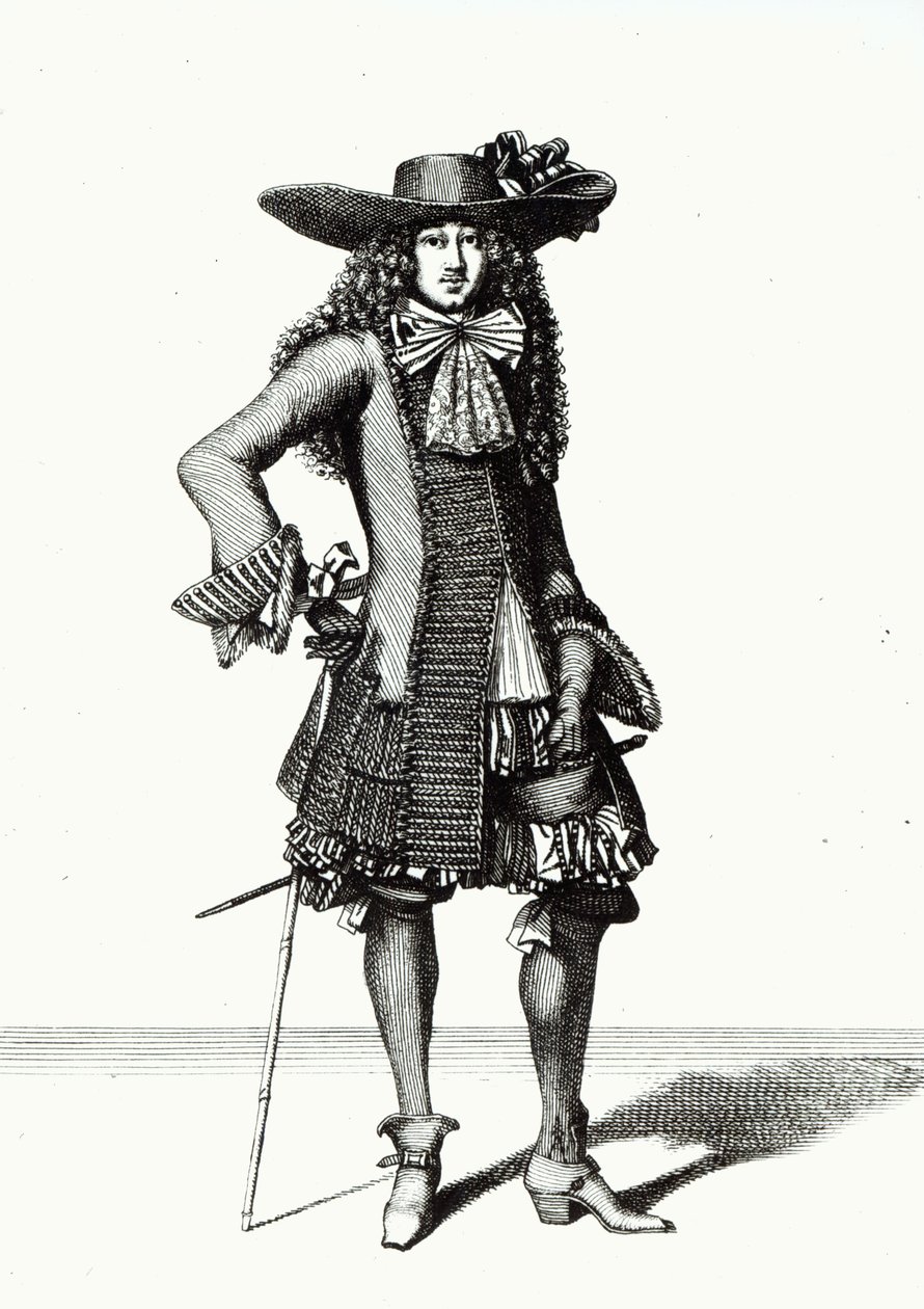 The Summer Sword Dress، 1675 (bw print) بواسطة نيكولاس بونارت