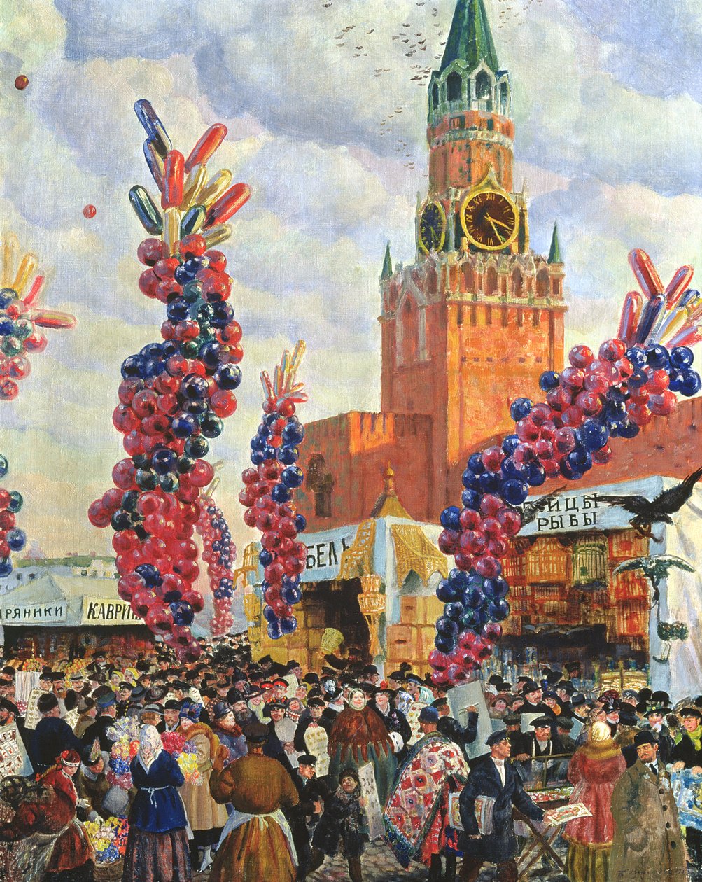 سوق عيد الفصح في الكرملين في موسكو ، 1917 بواسطة بوريس ميخائيلوفيتش كوستودييف