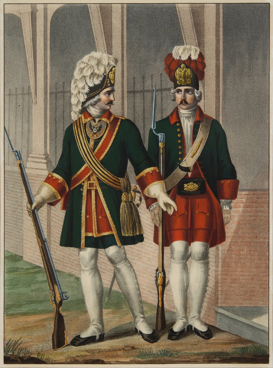 غريناديرز من فوج Preobrazhensky في 1732-1738 ، أوائل أربعينيات القرن التاسع عشر بواسطة بوريس أرتيمييفيتش تشوريكوف
