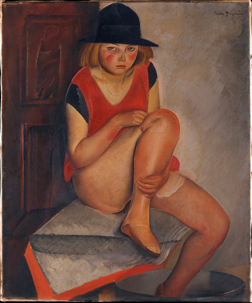 "La modele" (النموذج) Peinture de Boris Grigoriev (1886-1939) ca 1926 - ألوان زيتية على قماش خافت 72.7x60 سم متحف متروبوليتان للفنون ، نيويورك © FineArtImage / Leemage بواسطة بوريس دميتريفيتش جريجورييف