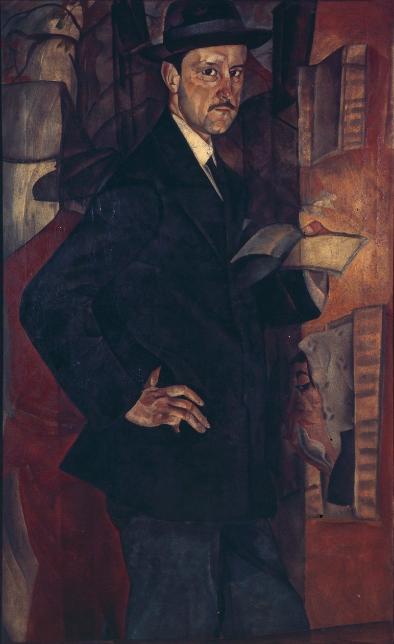 صورة للفنان مستيسلاف دوبوزينسكي 1875-1957 ، 1917 بواسطة بوريس دميتريفيتش جريجورييف