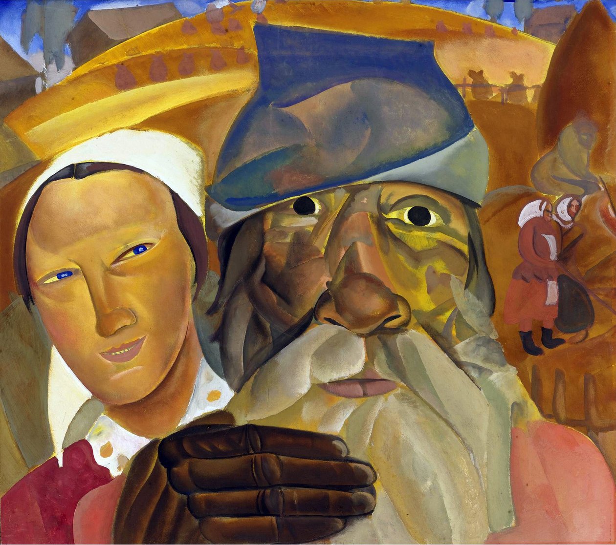 وجوه من روسيا بقلم غريغورييف ، بوريس دميترييفيتش (1886-1939). جواش على ورق مقاس: 50.5x56.5 بواسطة بوريس دميتريفيتش جريجورييف