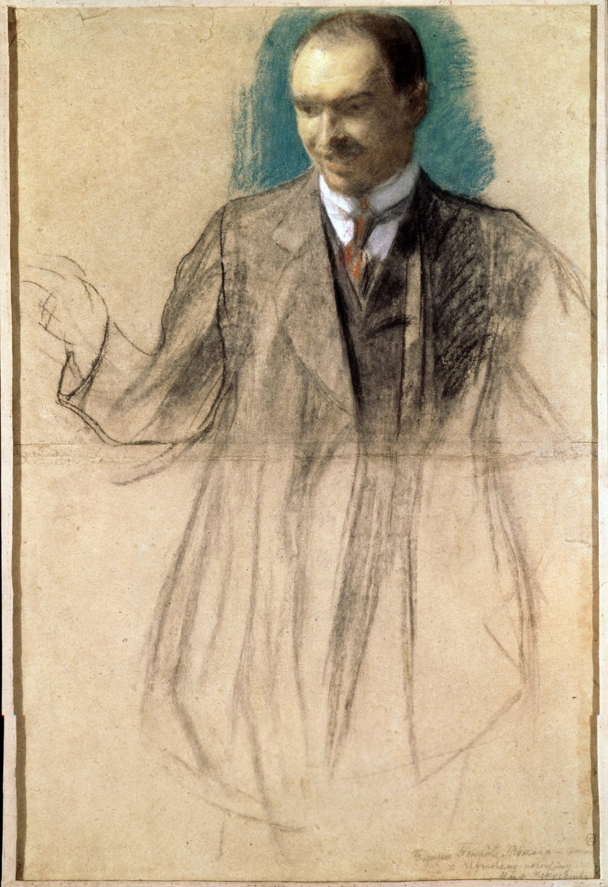 صورة للفنان كوزما بتروف فودكين (بتروف فودكين) (1878-1939). (صورة للفنان كوسما بيتروف فودكين). Oeuvre de Boris Michaylovich Kustodiev (Koustodiev) (1878-1927) ، كرتون باستيل سور بواسطة بوريس ميخائيلوفيتش كوستودييف