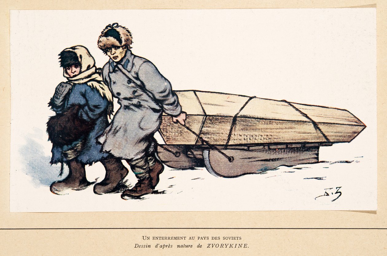 مقبرة في روسيا ، من Histoire des Soviets ، حانة. 1922 (لون ليثو) بواسطة بوريس فاسيليفيتش زفوريكين
