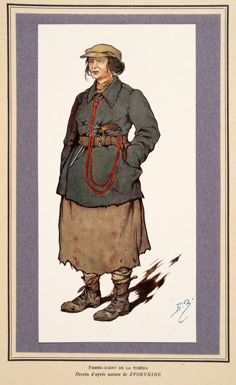 عميلة سرية أنثى من Histoire des Soviets، pub. 1922 (لون ليثو) بواسطة بوريس فاسيليفيتش زفوريكين