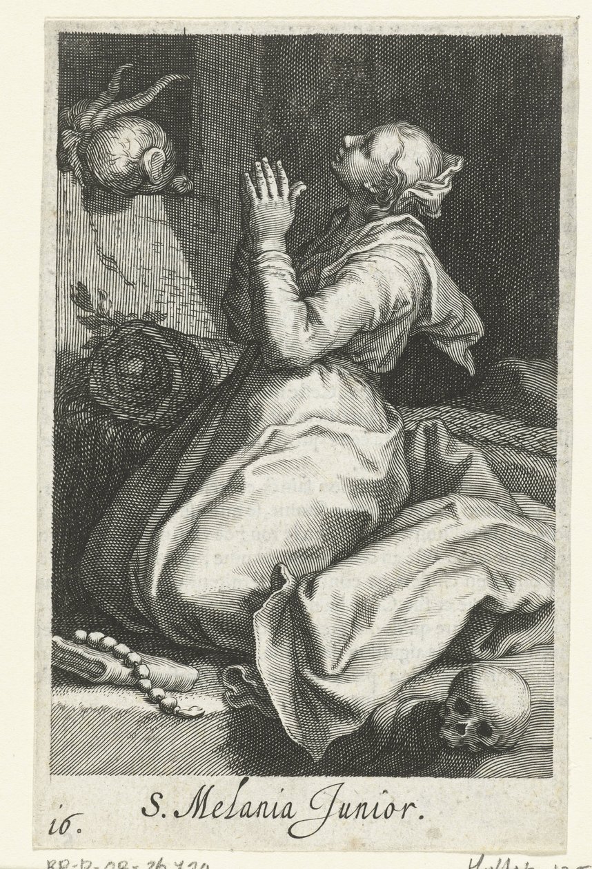 القديسة ميلانيا الصغرى كناسك S. Melania Junior (العنوان على الكائن) الناسك (عنوان المسلسل) Sacra Eremus Ascetriarum (عنوان المسلسل) بواسطة Boëtius Adamsz. قيمة الترباس