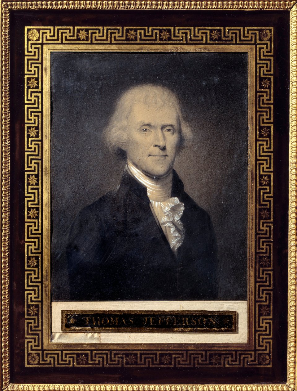 صورة لتوماس جيفرسون (1743-1826) رئيس الولايات المتحدة من 1801 إلى 1809 - رسم من قبل بوش (القرن التاسع عشر) ، حجر أسود ، قمة طباشير قاتمة: 0،25 × 0،20 م - مالميزون ، متحف دو شاتو - صورة شخصية توماس جيفرسون (1743-1826) - رسم بوك بواسطة بوش