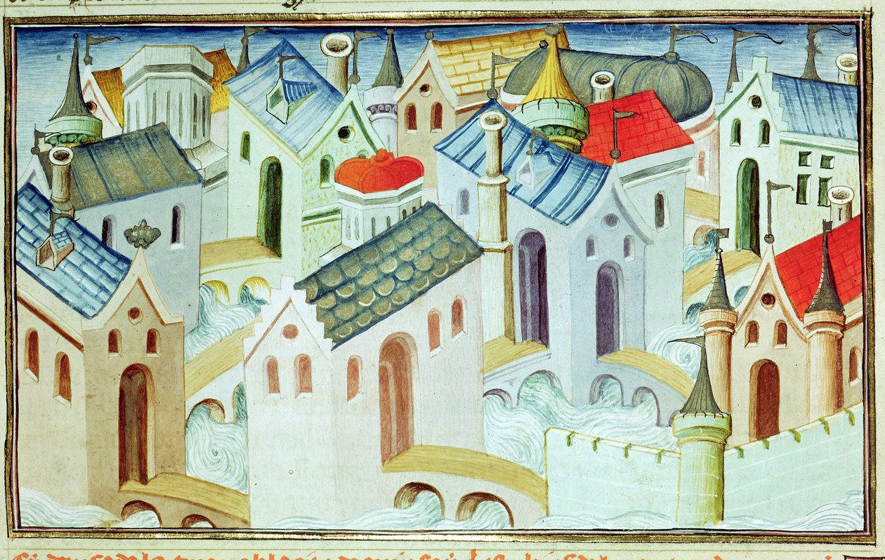 السيدة 2810 و 67 ، مدينة كينساي ، من "ليفر دي ميرفيل دو موند" ، c.1410-12 (درجة الحرارة على الرق) بواسطة ماجستير Boucicaut