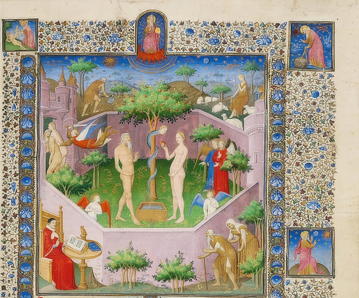 قصة آدم وحواء. حوالي 1413-15 بواسطة ماجستير Boucicaut