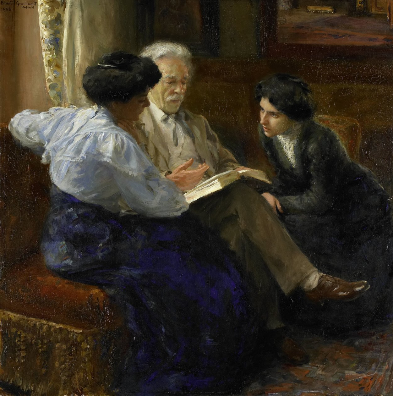 ألفونس ماري أنطوان جوزيف غراندمونت (1837-1909) ، الزوج الثاني للفنان ، يدرس فتاتين إيطاليتين بواسطة برامِين هوبريشت