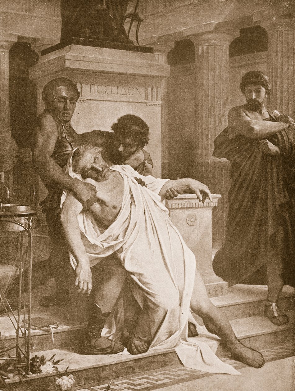 وفاة Demosthenes ، توضيح من `` Hutchinsons History of the Nations &39;&39; ، c.1910 بواسطة براموت