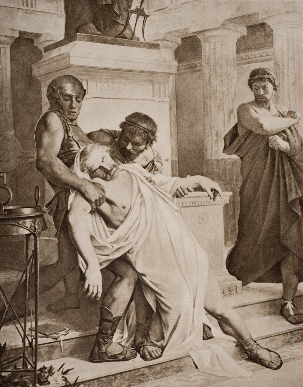 وفاة Demosthenes ، التوضيح من "مخطط التاريخ" بقلم HG Wells ، المجلد الأول ، نشر في 1920 بواسطة براموت