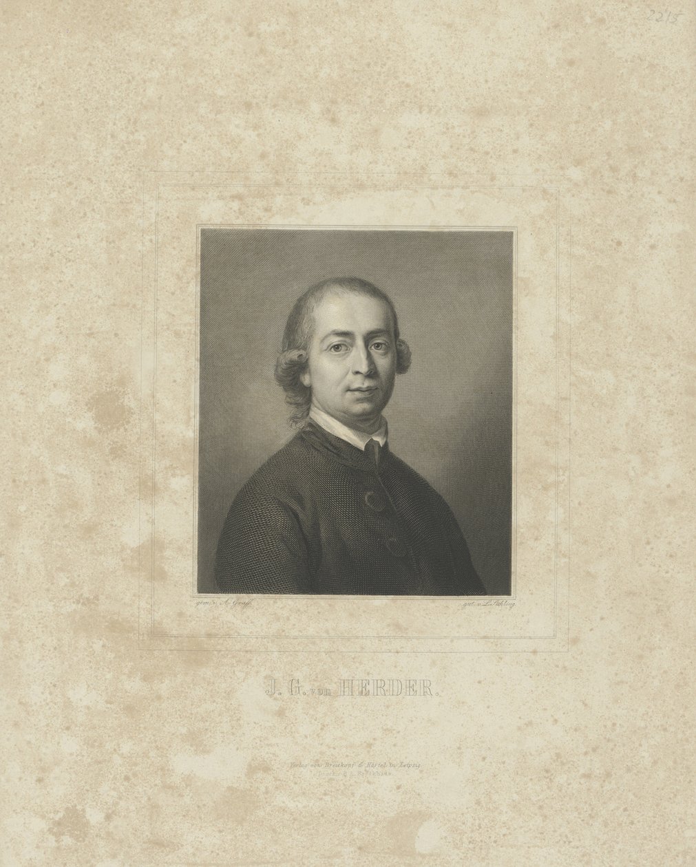 صورة يوهان جوتفريد فون هيردر 1744-1803 ، ج. 1830-1840. بواسطة Breitkopf وهارتل